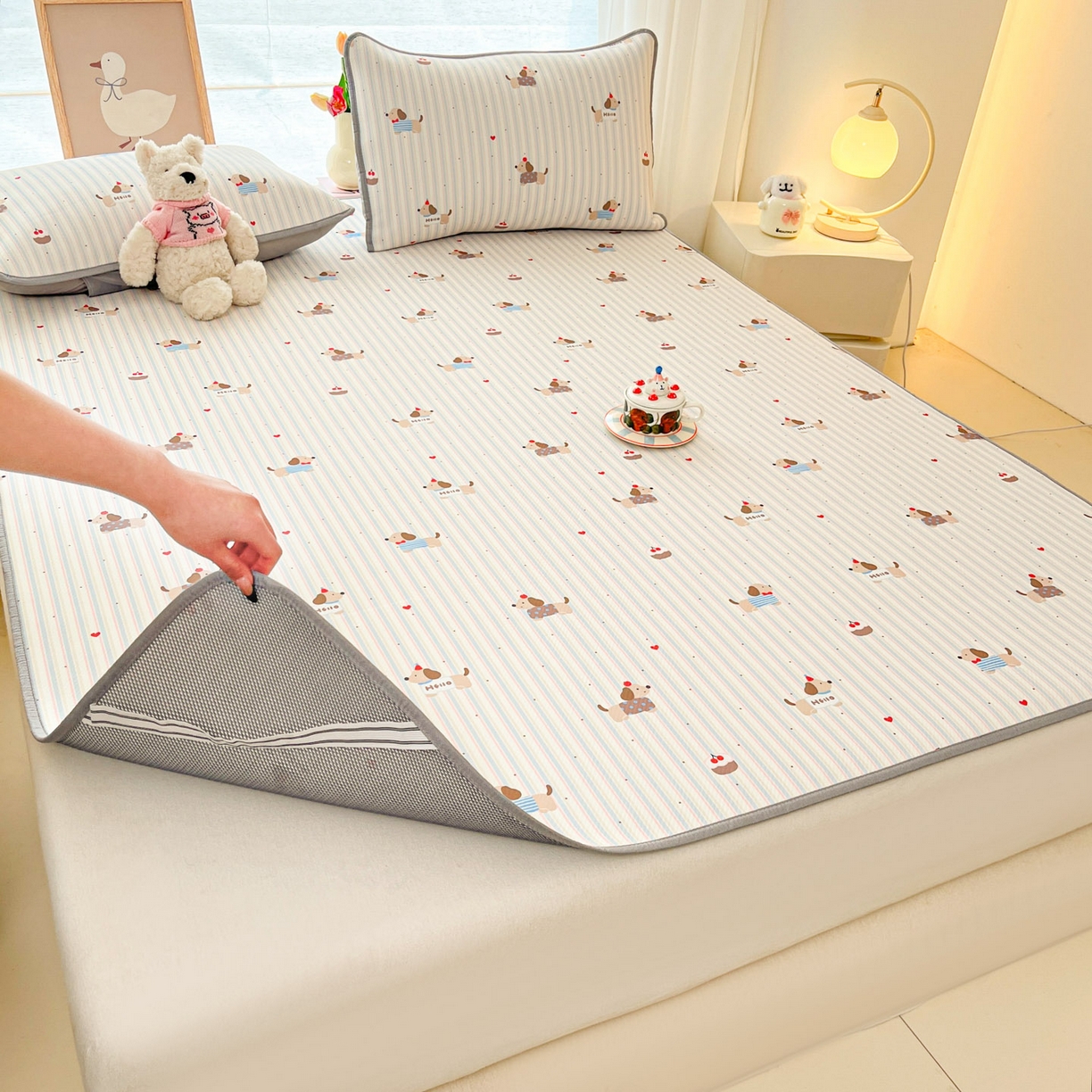 91家纺网 家纺一手货源 找家纺 川悦生活 2026新款凉感冰丝席大床小阪冰丝凉席 席腊肠甜心