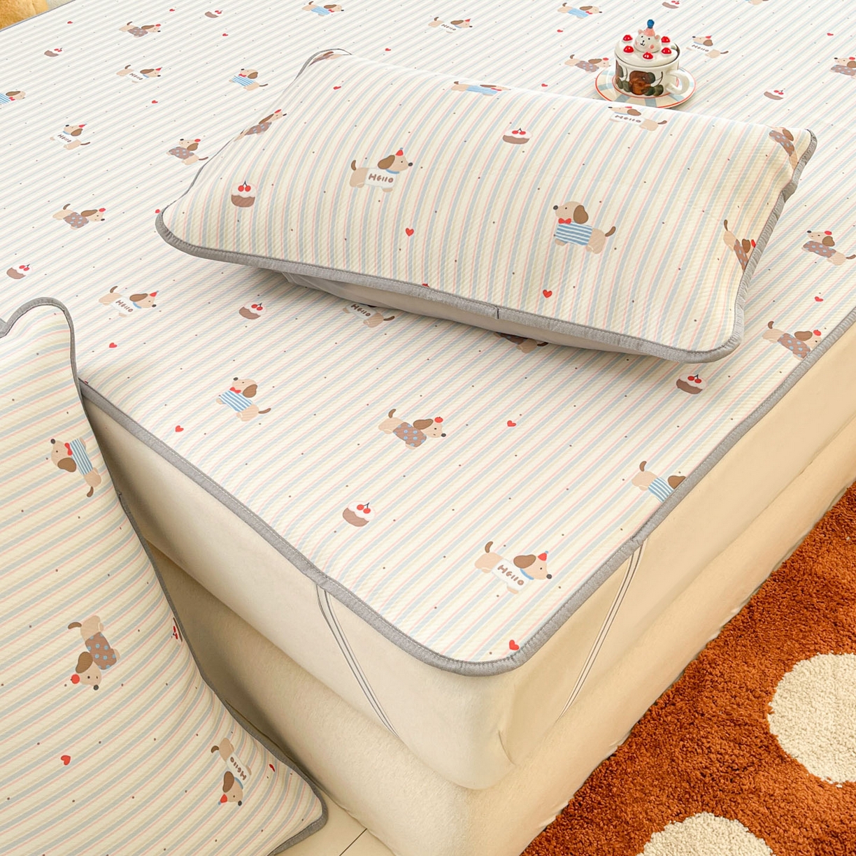 91家纺网 家纺一手货源 找家纺 川悦生活 2026新款凉感冰丝席大床小阪冰丝凉席 席腊肠甜心