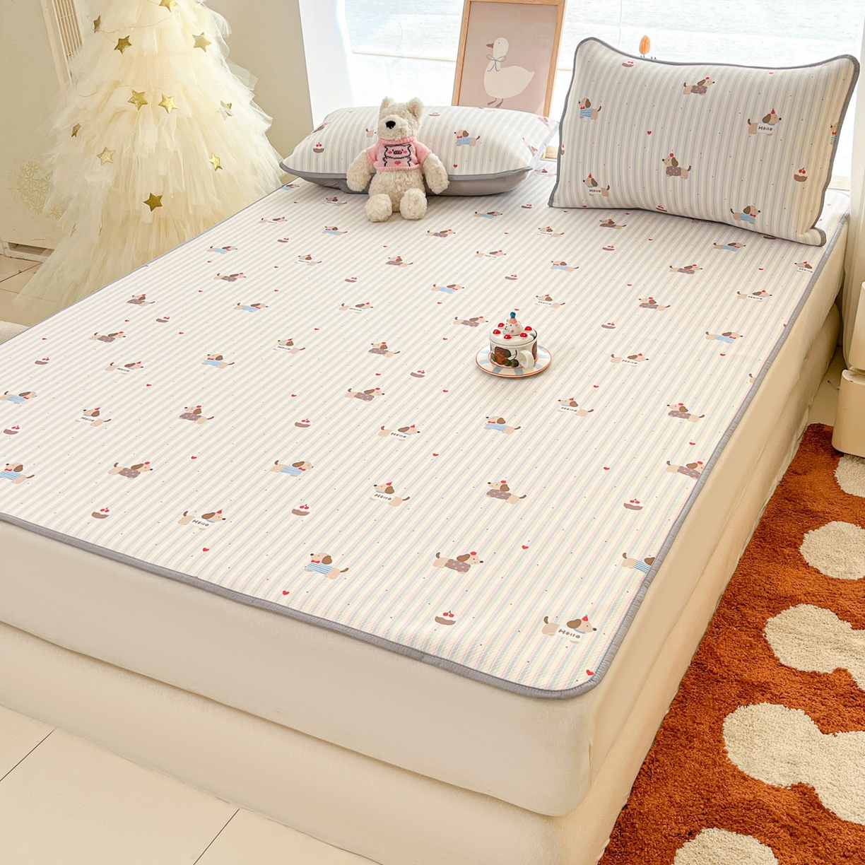 91家纺网 家纺一手货源 找家纺 川悦生活 2026新款凉感冰丝席大床小阪冰丝凉席 席腊肠甜心