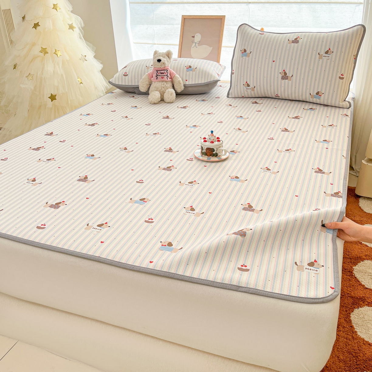 91家纺网 家纺一手货源 找家纺 川悦生活 2026新款凉感冰丝席大床小阪冰丝凉席 席腊肠甜心