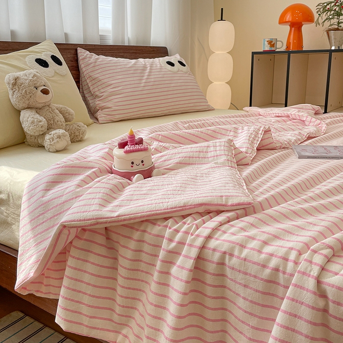 91家纺网 家纺一手货源 找家纺 （总）桃心家居 2026春夏新款A类ins云柔水洗棉升级毛巾绣大眼睛大豆单夏被夏被四件套