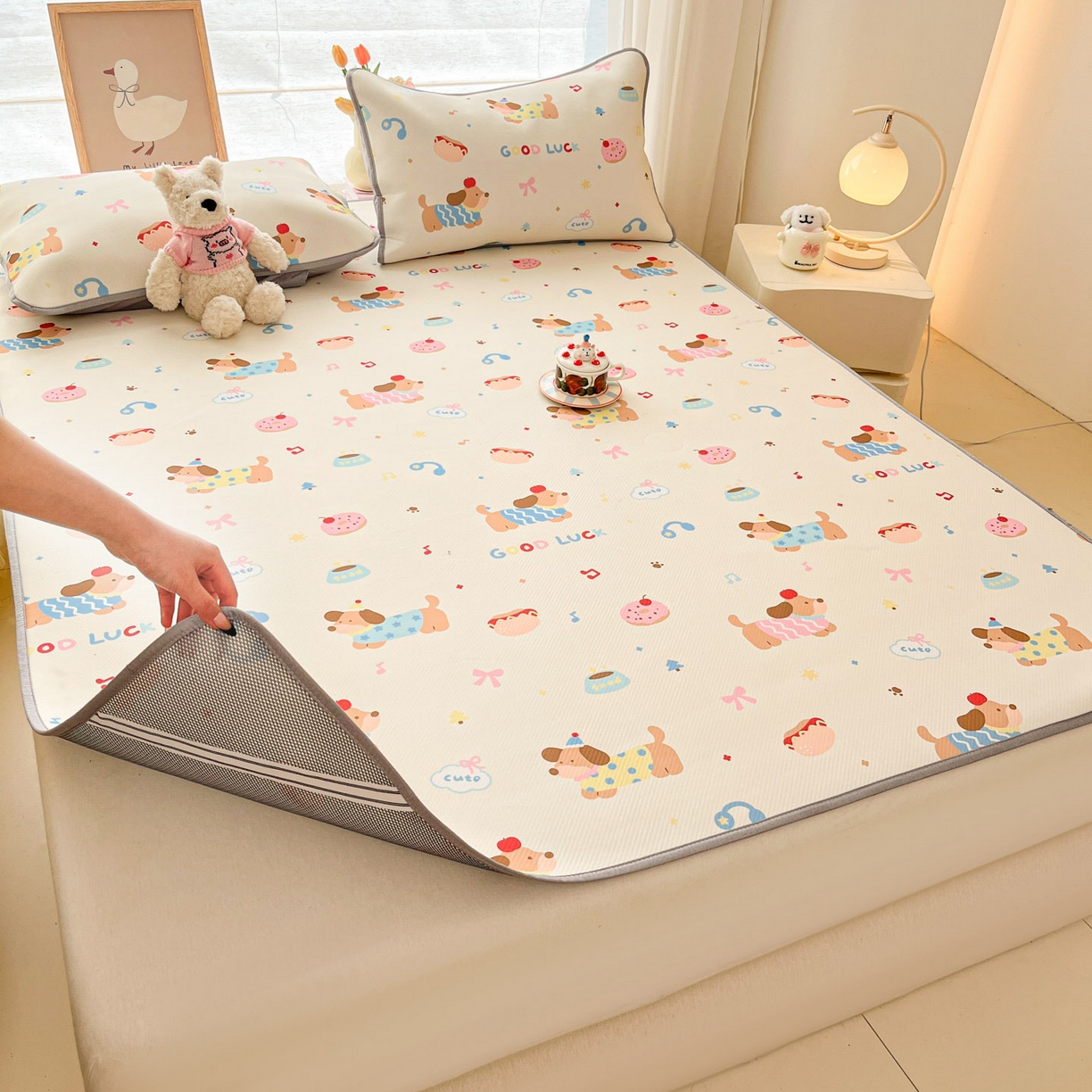 91家纺网 家纺一手货源 找家纺 川悦生活 2026新款凉感冰丝席大床小阪冰丝凉席 席腊肠庄园