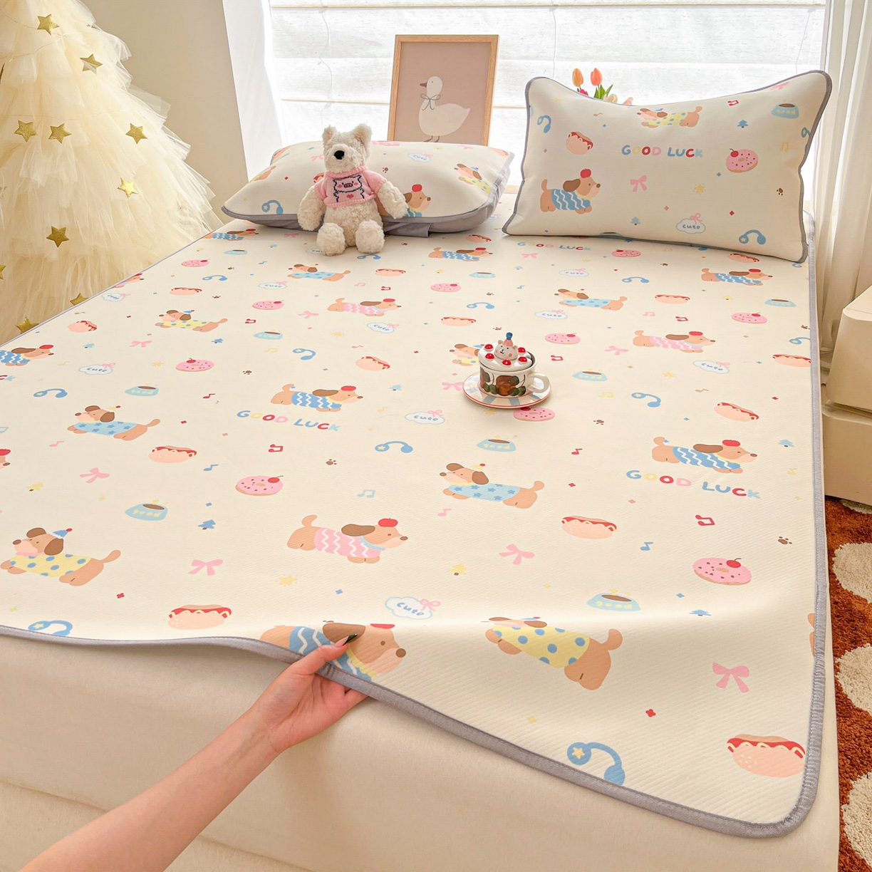 91家纺网 家纺一手货源 找家纺 川悦生活 2026新款凉感冰丝席大床小阪冰丝凉席 席腊肠庄园