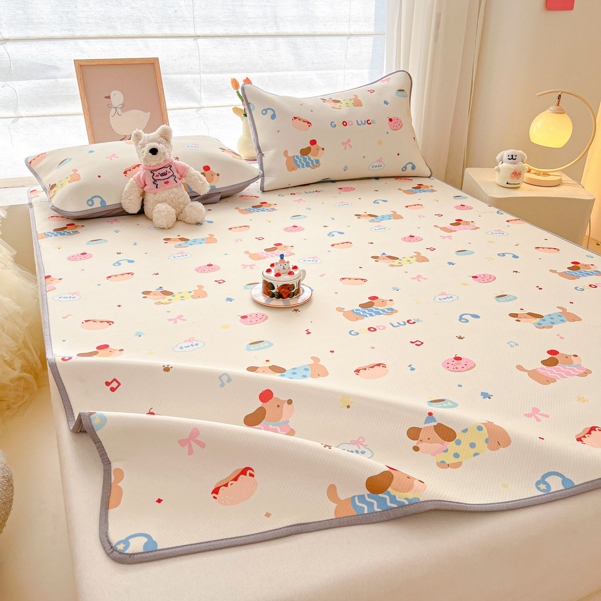 91家纺网 家纺一手货源 找家纺 川悦生活 2026新款凉感冰丝席大床小阪冰丝凉席 席腊肠庄园