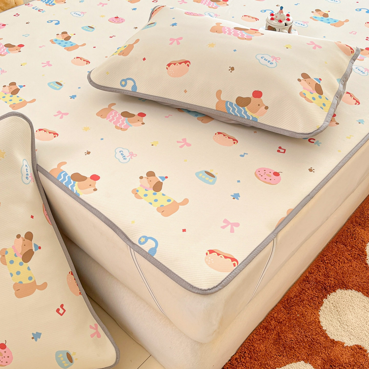 91家纺网 家纺一手货源 找家纺 川悦生活 2026新款凉感冰丝席大床小阪冰丝凉席 席腊肠庄园