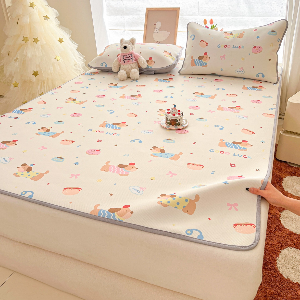 91家纺网 家纺一手货源 找家纺 川悦生活 2026新款凉感冰丝席大床小阪冰丝凉席 席腊肠庄园