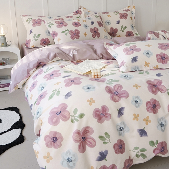 91家纺网 家纺一手货源 找家纺 登登 2024新款直播爆款清新风纯棉全棉三四件套 花都丽影