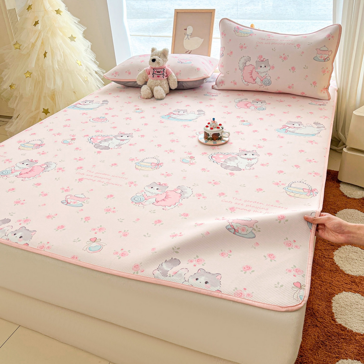 91家纺网 家纺一手货源 找家纺 川悦生活 2026新款凉感冰丝席大床小阪冰丝凉席 席喵萝花园