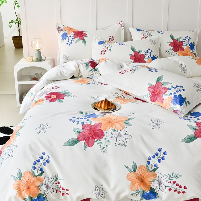 91家纺网 家纺一手货源 找家纺 登登 2024新款直播爆款清新风纯棉全棉三四件套 花样年华