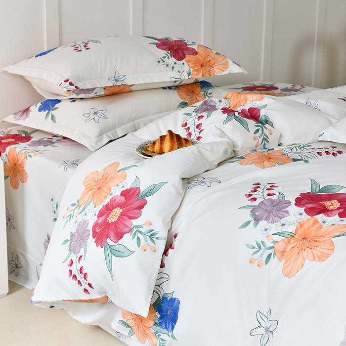 91家纺网 家纺一手货源 找家纺 登登 2024新款直播爆款清新风纯棉全棉三四件套 花样年华