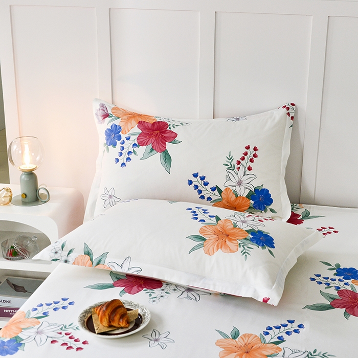 91家纺网 家纺一手货源 找家纺 登登 2024新款直播爆款清新风纯棉全棉三四件套 花样年华