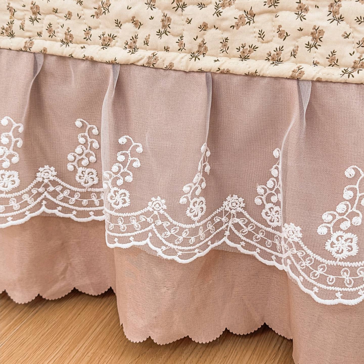 91家纺网 家纺一手货源 找家纺 雅眠居 2026直播爆款泡芙棉双层蕾丝花边床盖四件套 织梦时空