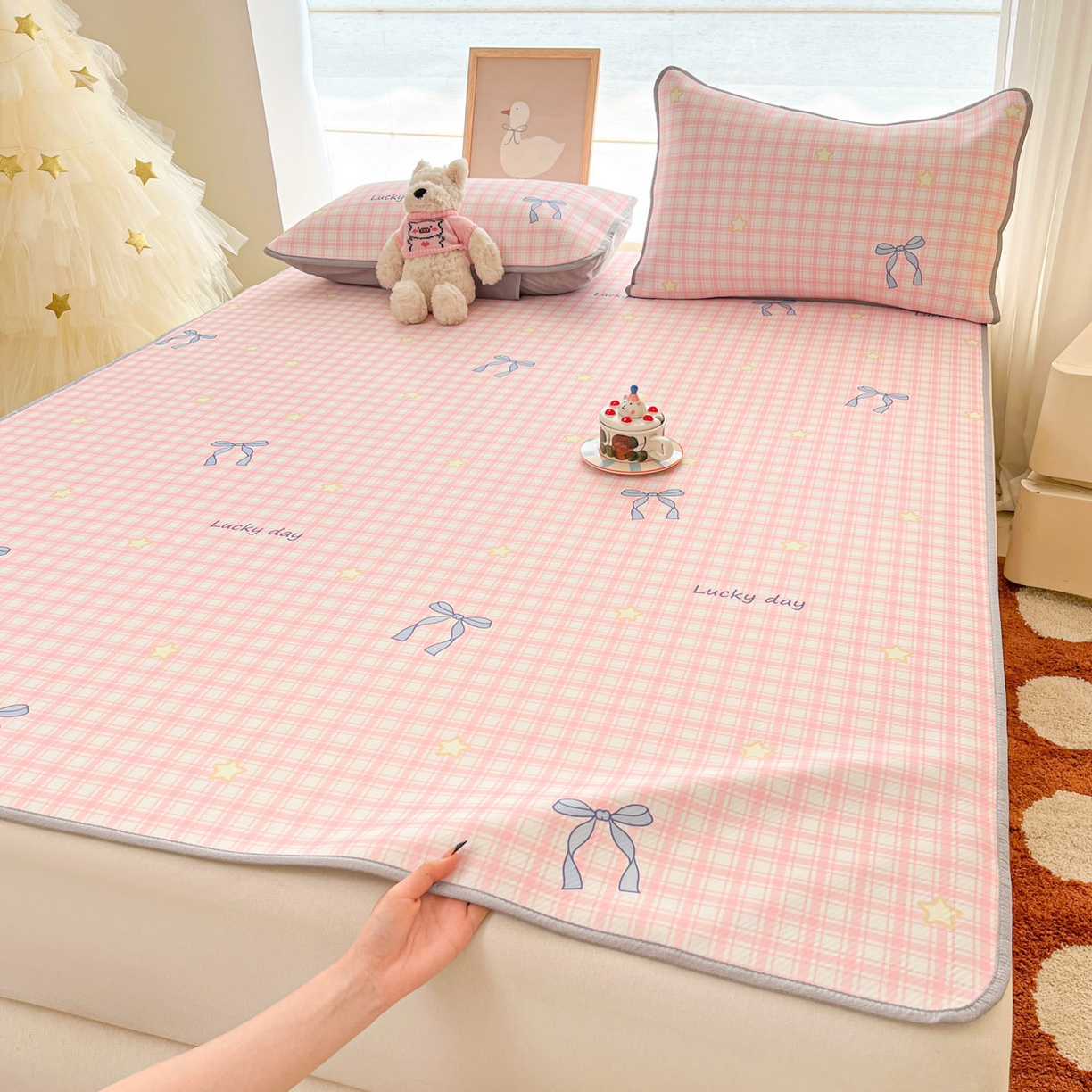 91家纺网 家纺一手货源 找家纺 川悦生活 2026新款凉感冰丝席大床小阪冰丝凉席 席奶油可盐