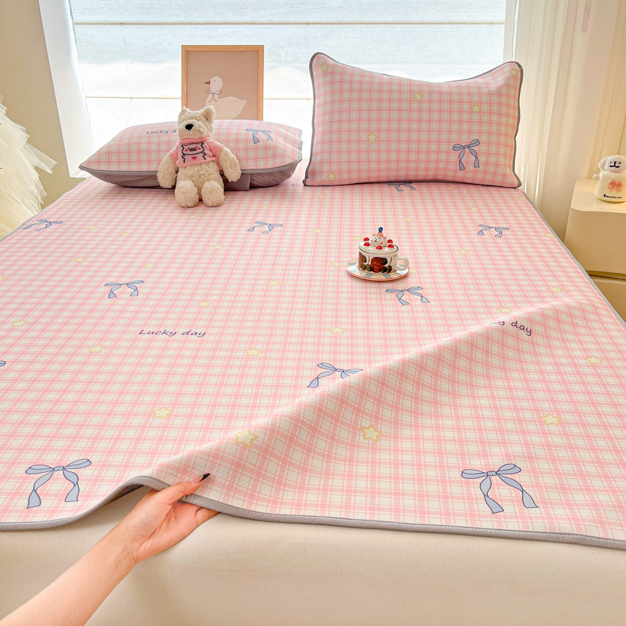 91家纺网 家纺一手货源 找家纺 川悦生活 2026新款凉感冰丝席大床小阪冰丝凉席 席奶油可盐