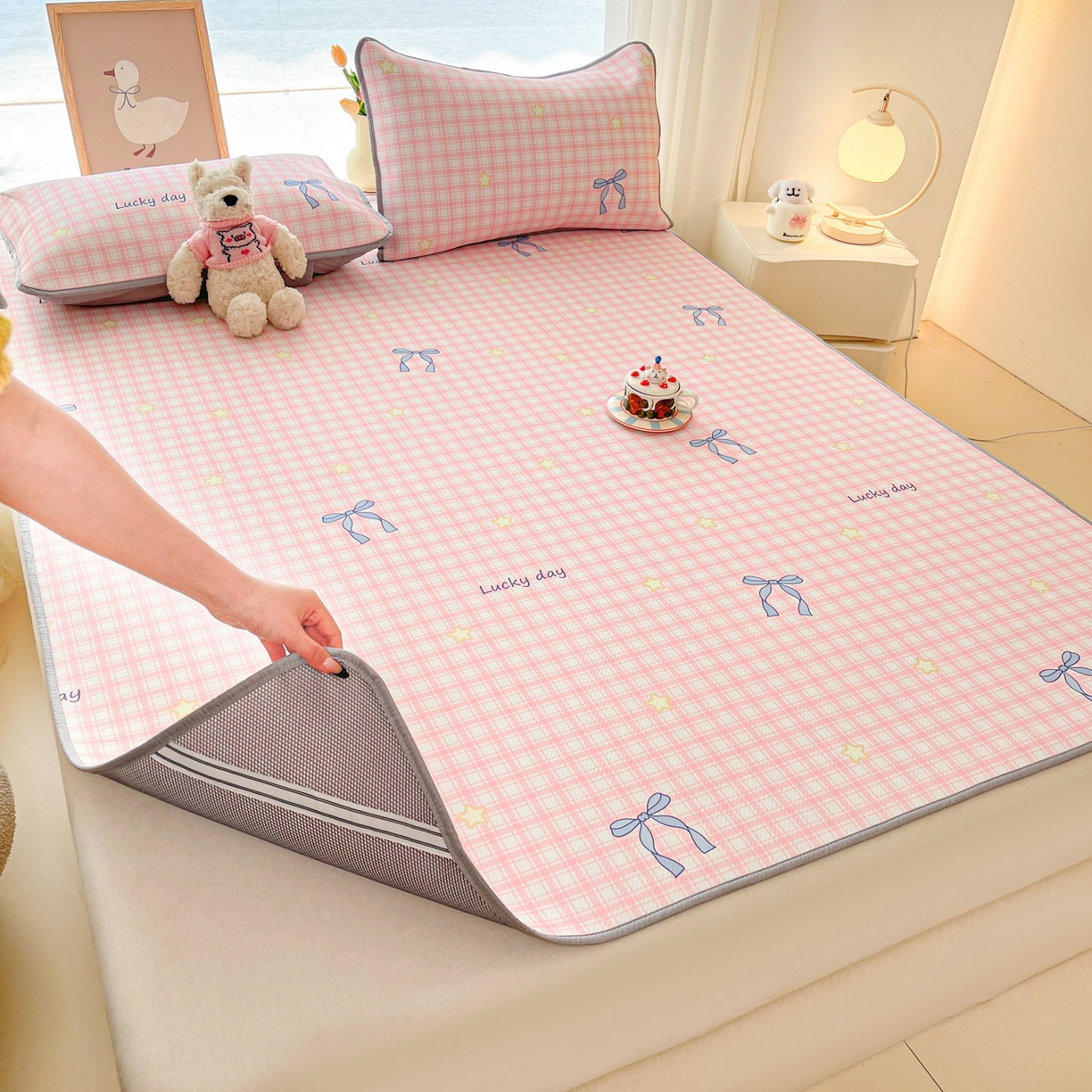 91家纺网 家纺一手货源 找家纺 川悦生活 2026新款凉感冰丝席大床小阪冰丝凉席 席奶油可盐