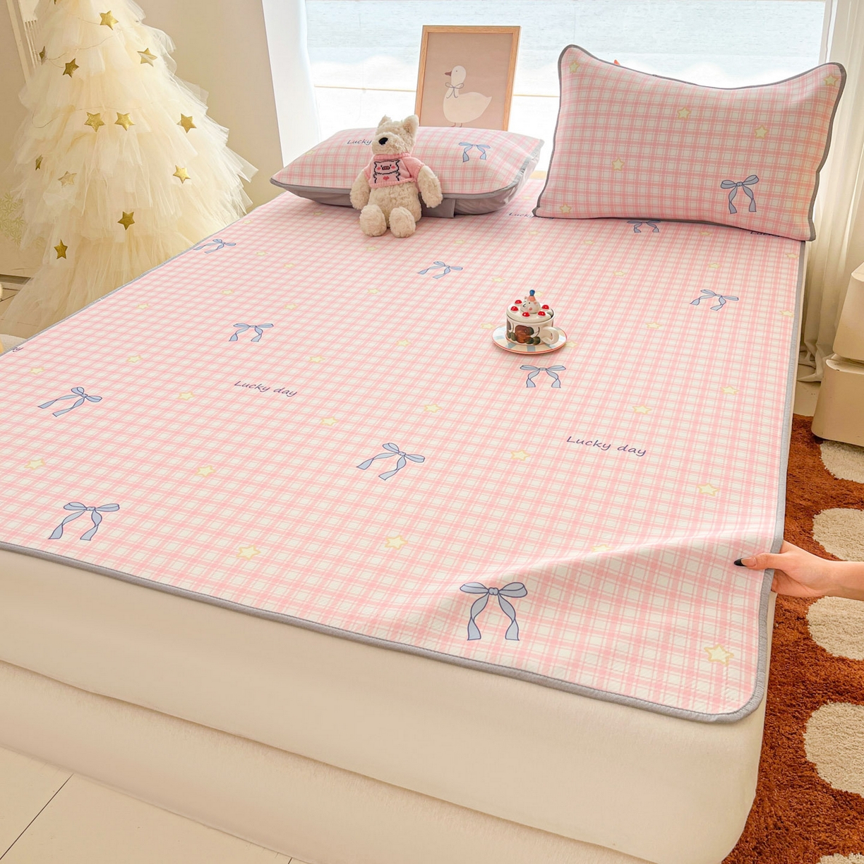 91家纺网 家纺一手货源 找家纺 川悦生活 2026新款凉感冰丝席大床小阪冰丝凉席 席奶油可盐