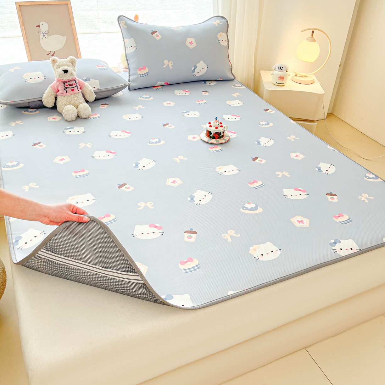 91家纺网 家纺一手货源 找家纺 川悦生活 2026新款凉感冰丝席大床小阪冰丝凉席 席汽水小咪