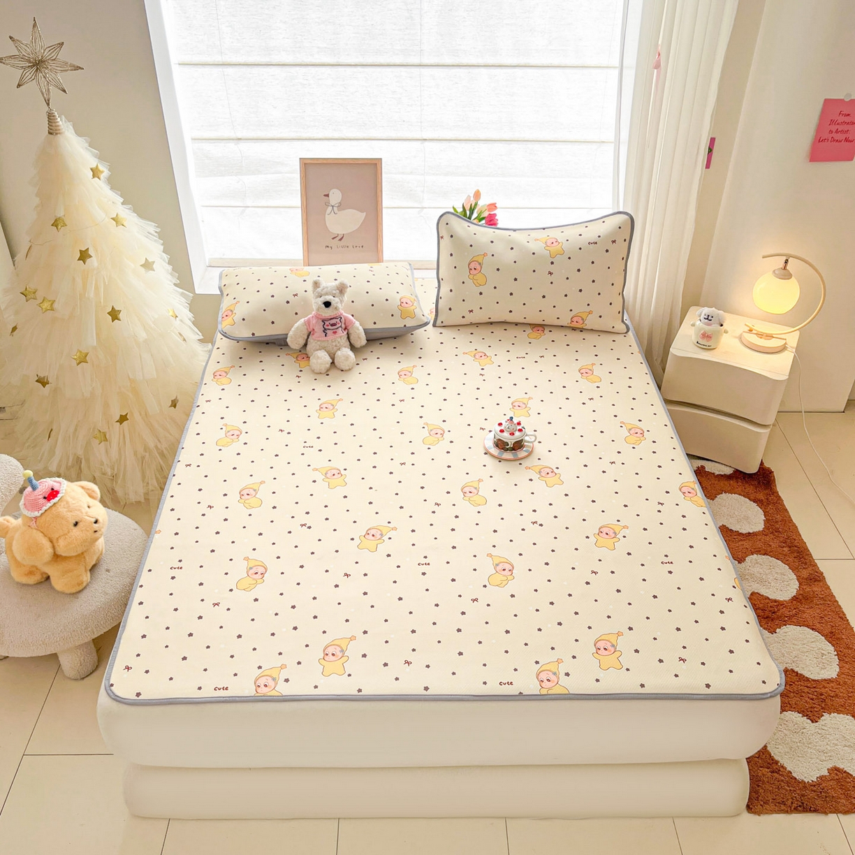 91家纺网 家纺一手货源 找家纺 川悦生活 2026新款凉感冰丝席大床小阪冰丝凉席 席恰星星