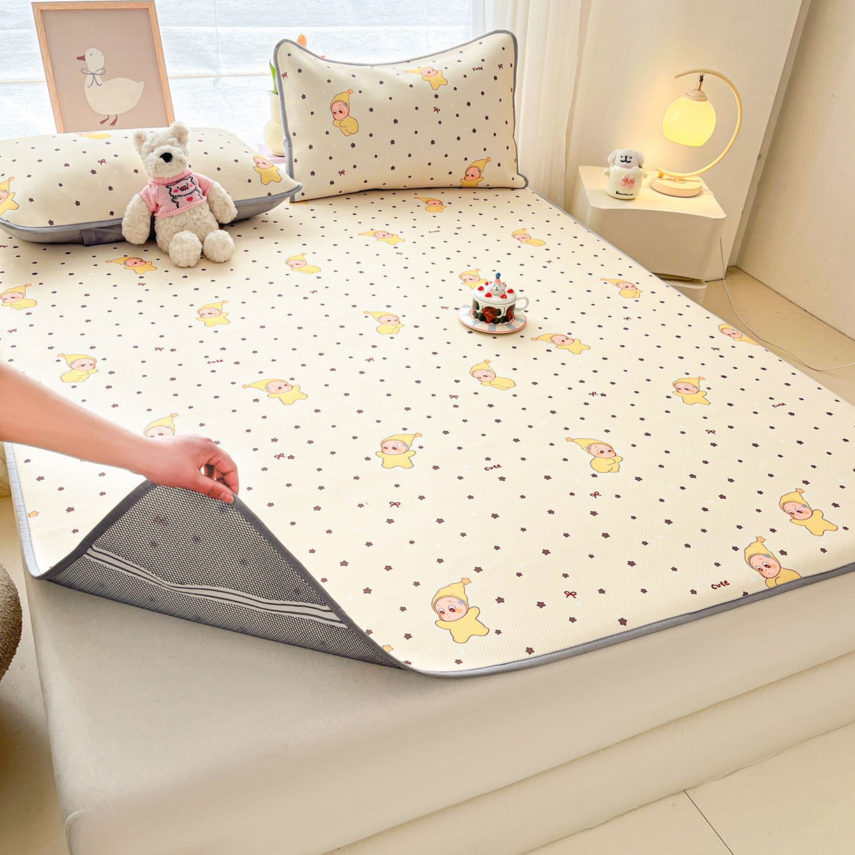 91家纺网 家纺一手货源 找家纺 川悦生活 2026新款凉感冰丝席大床小阪冰丝凉席 席恰星星