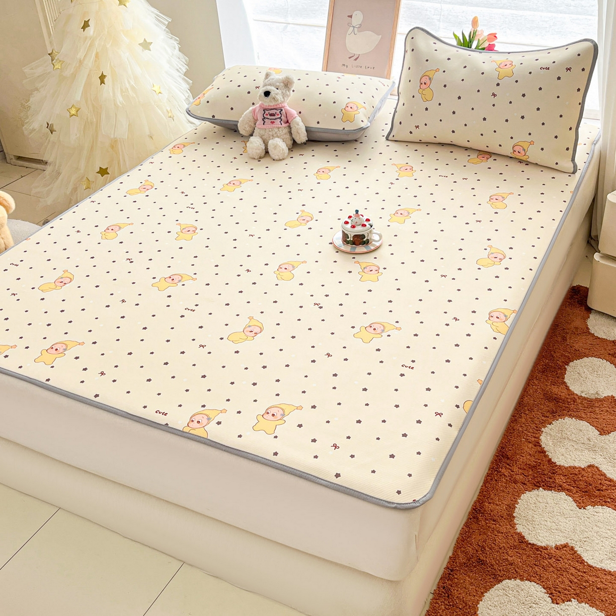 91家纺网 家纺一手货源 找家纺 川悦生活 2026新款凉感冰丝席大床小阪冰丝凉席 席恰星星