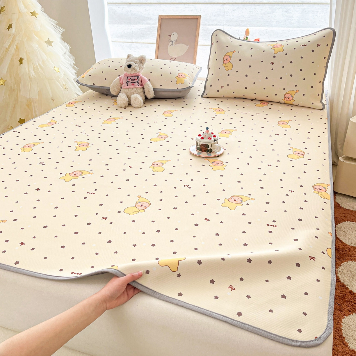 91家纺网 家纺一手货源 找家纺 川悦生活 2026新款凉感冰丝席大床小阪冰丝凉席 席恰星星