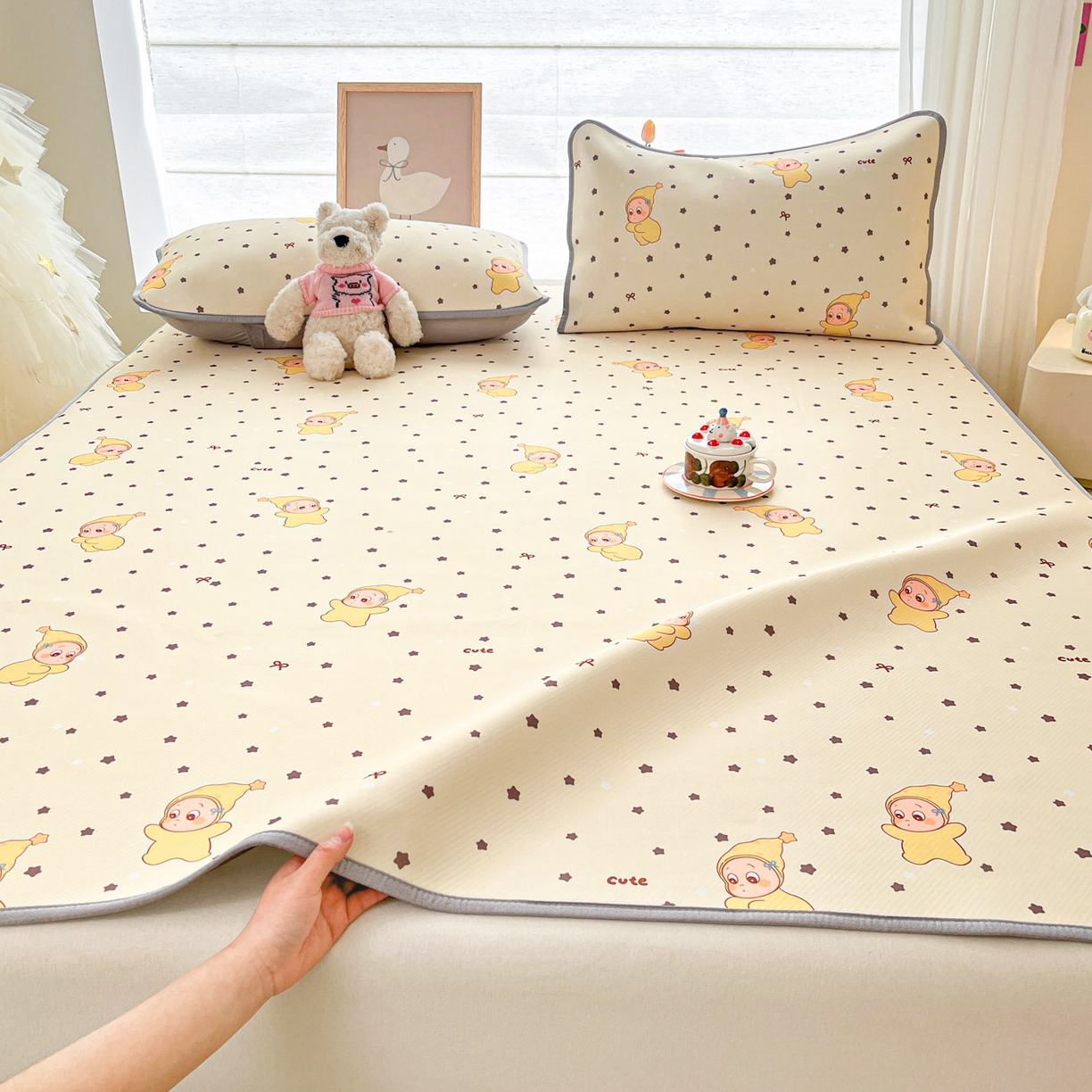 91家纺网 家纺一手货源 找家纺 川悦生活 2026新款凉感冰丝席大床小阪冰丝凉席 席恰星星