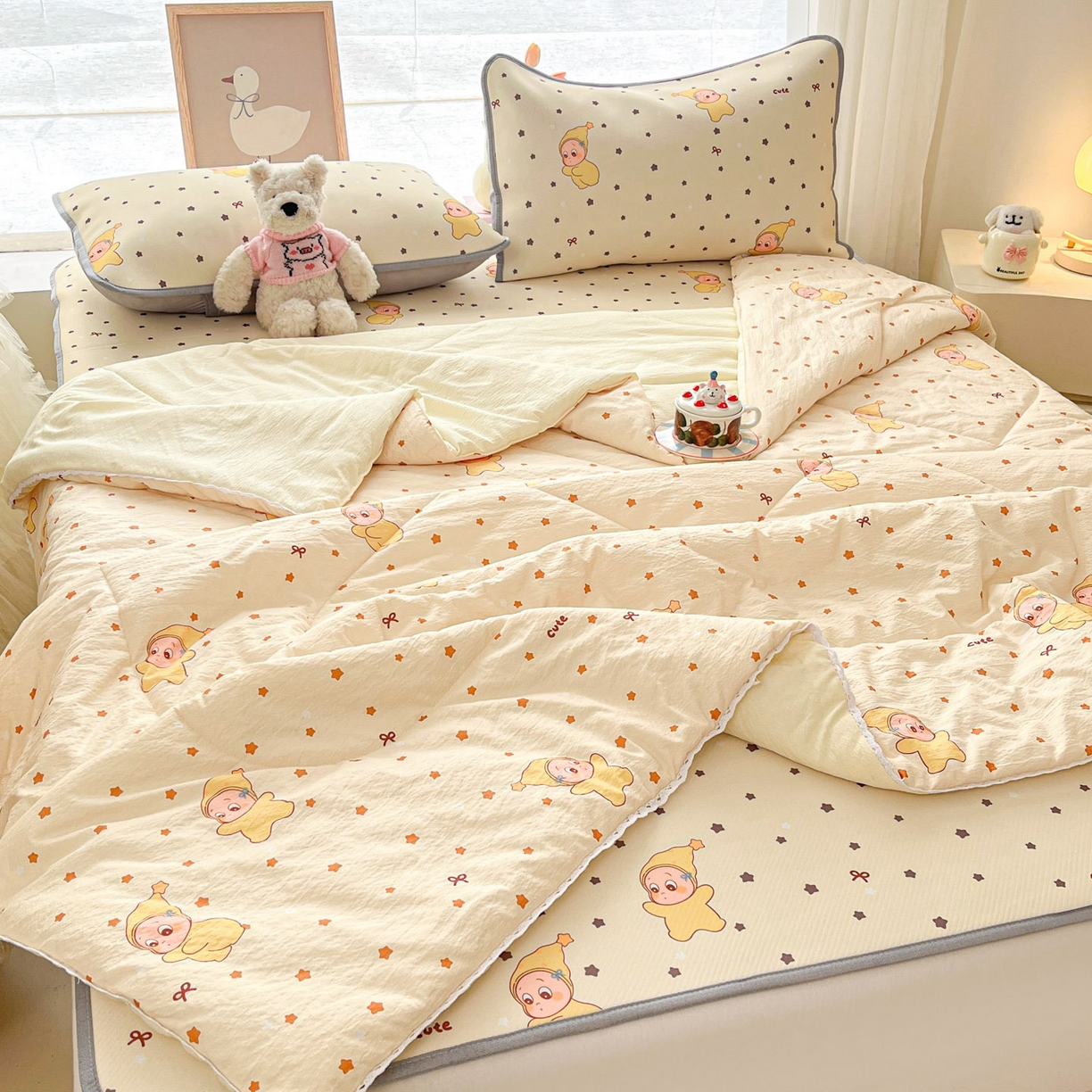 91家纺网 家纺一手货源 找家纺 川悦生活 2026新款凉感冰丝席大床小阪冰丝凉席 席恰星星