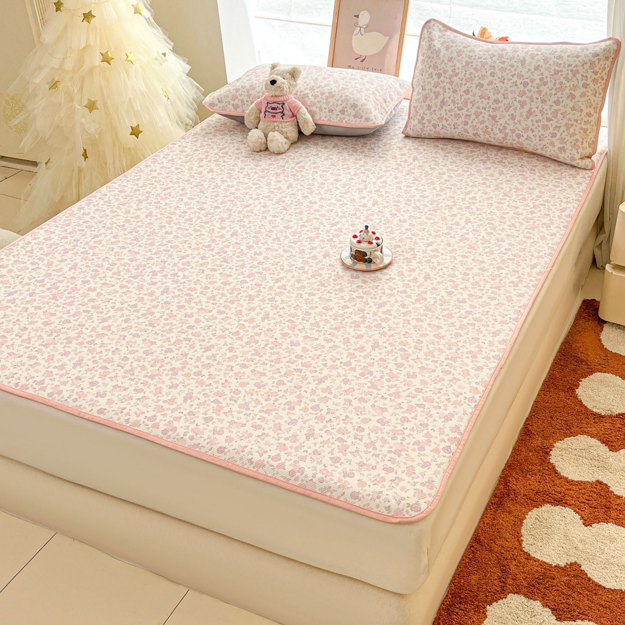 91家纺网 家纺一手货源 找家纺 川悦生活 2026新款凉感冰丝席大床小阪冰丝凉席 席清新花芋