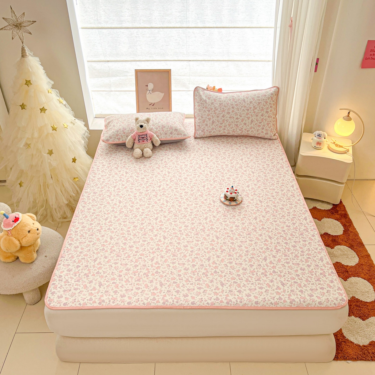 91家纺网 家纺一手货源 找家纺 川悦生活 2026新款凉感冰丝席大床小阪冰丝凉席 席清新花芋