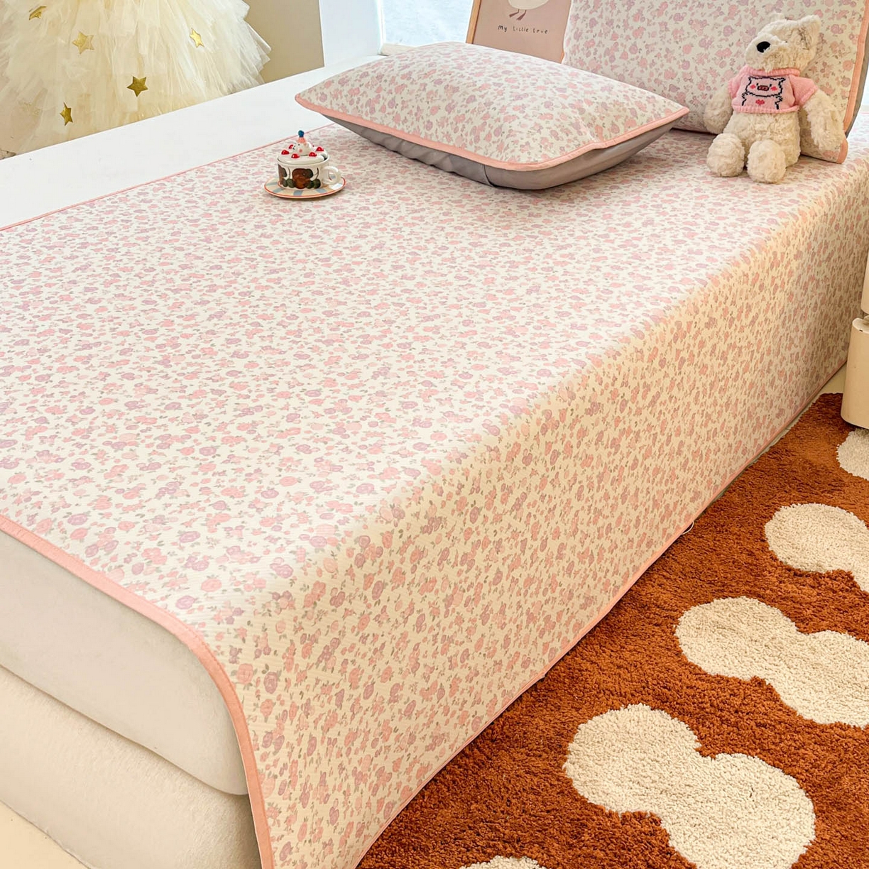 91家纺网 家纺一手货源 找家纺 川悦生活 2026新款凉感冰丝席大床小阪冰丝凉席 席清新花芋