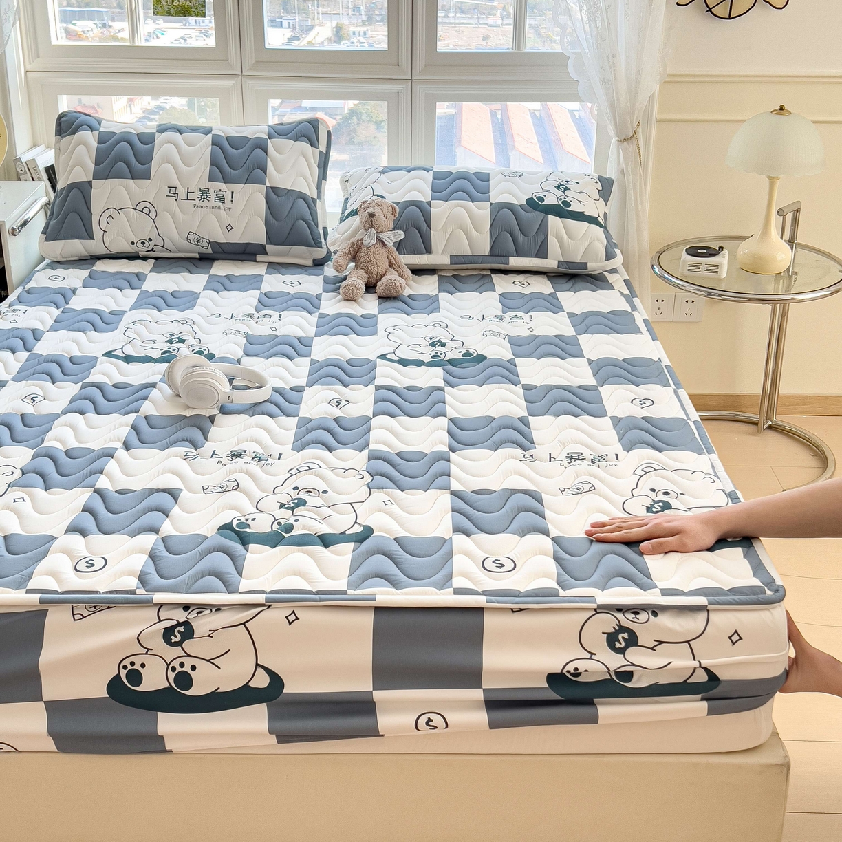 91家纺网 家纺一手货源 找家纺 （总）希廷顿 2026新款印花夹棉防水床笠单床笠床笠单件