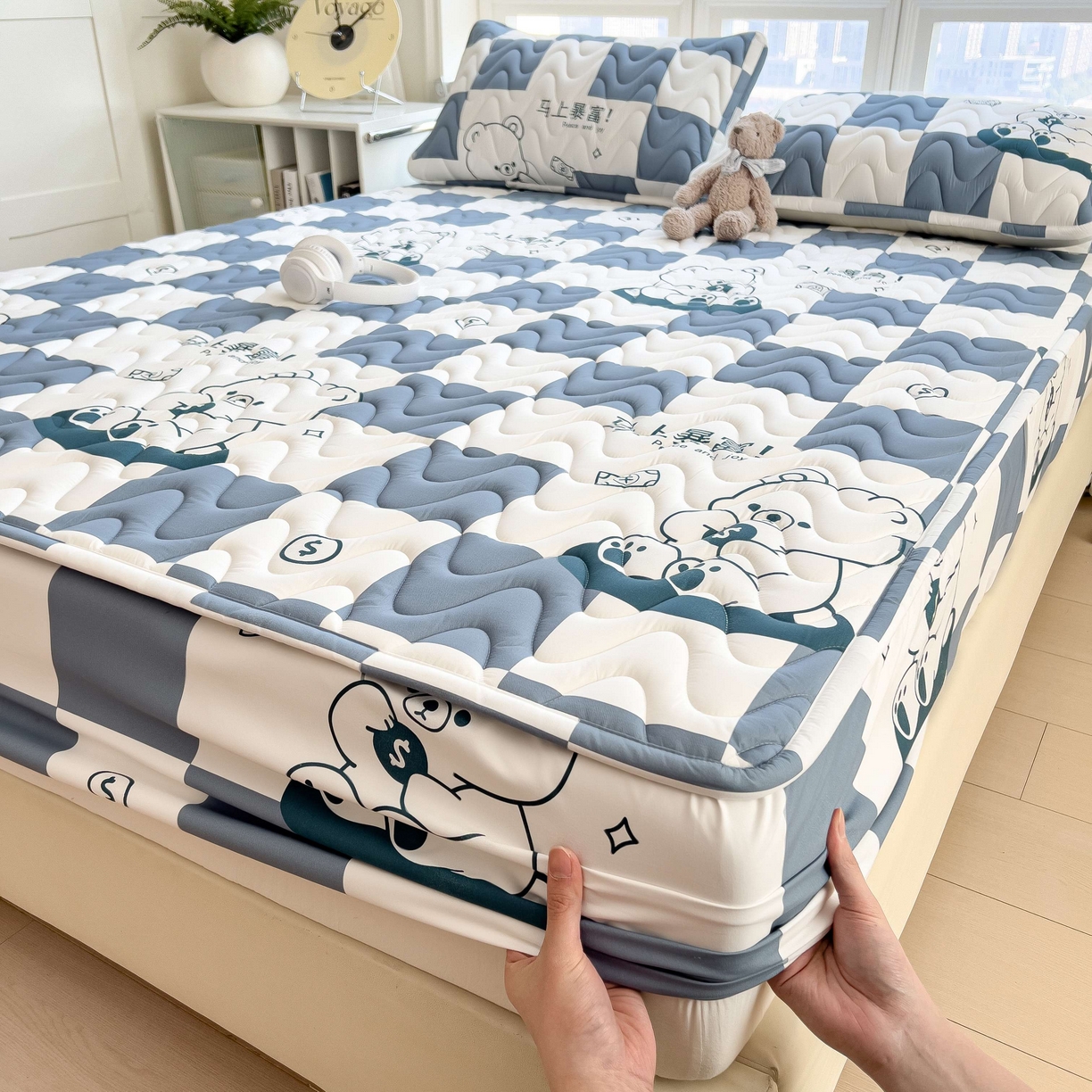 91家纺网 家纺一手货源 找家纺 （总）希廷顿 2026新款印花夹棉防水床笠单床笠床笠单件