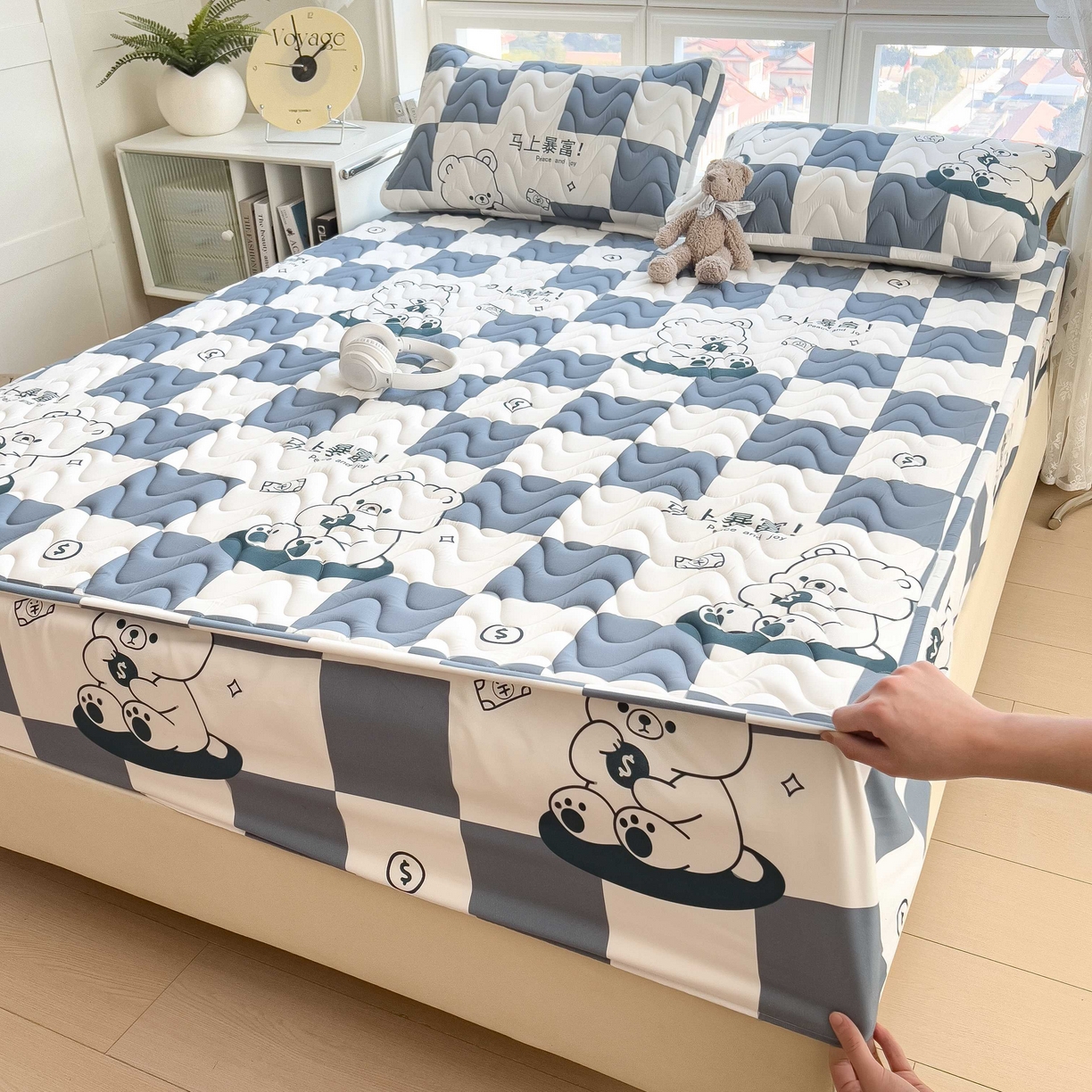 91家纺网 家纺一手货源 找家纺 （总）希廷顿 2026新款印花夹棉防水床笠单床笠床笠单件