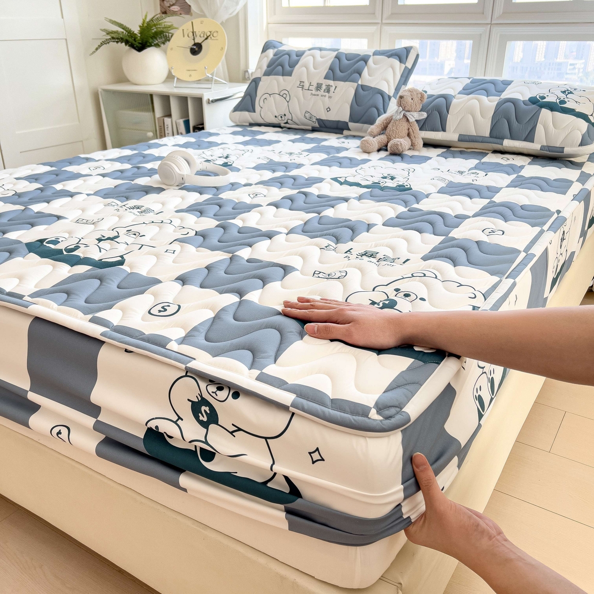 91家纺网 家纺一手货源 找家纺 （总）希廷顿 2026新款印花夹棉防水床笠单床笠床笠单件