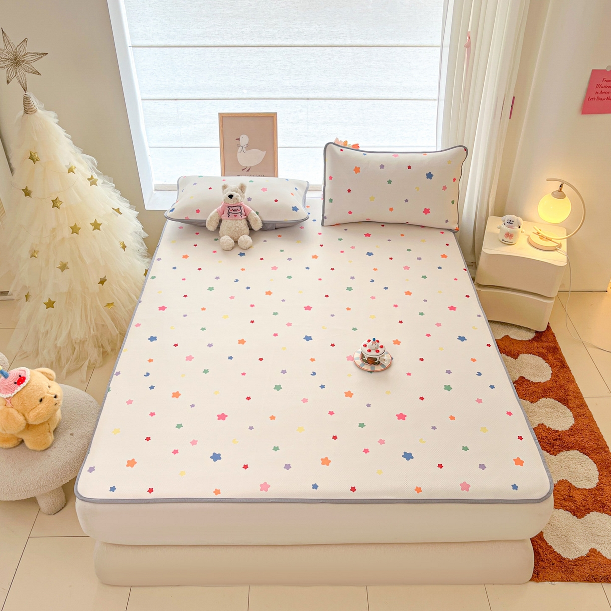 91家纺网 家纺一手货源 找家纺 川悦生活 2026新款凉感冰丝席大床小阪冰丝凉席 席晴天星星