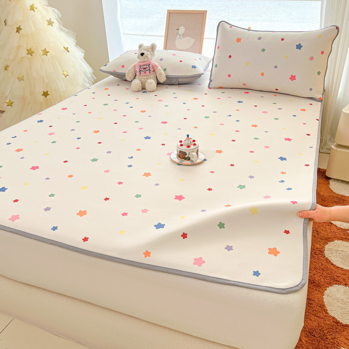 91家纺网 家纺一手货源 找家纺 川悦生活 2026新款凉感冰丝席大床小阪冰丝凉席 席晴天星星