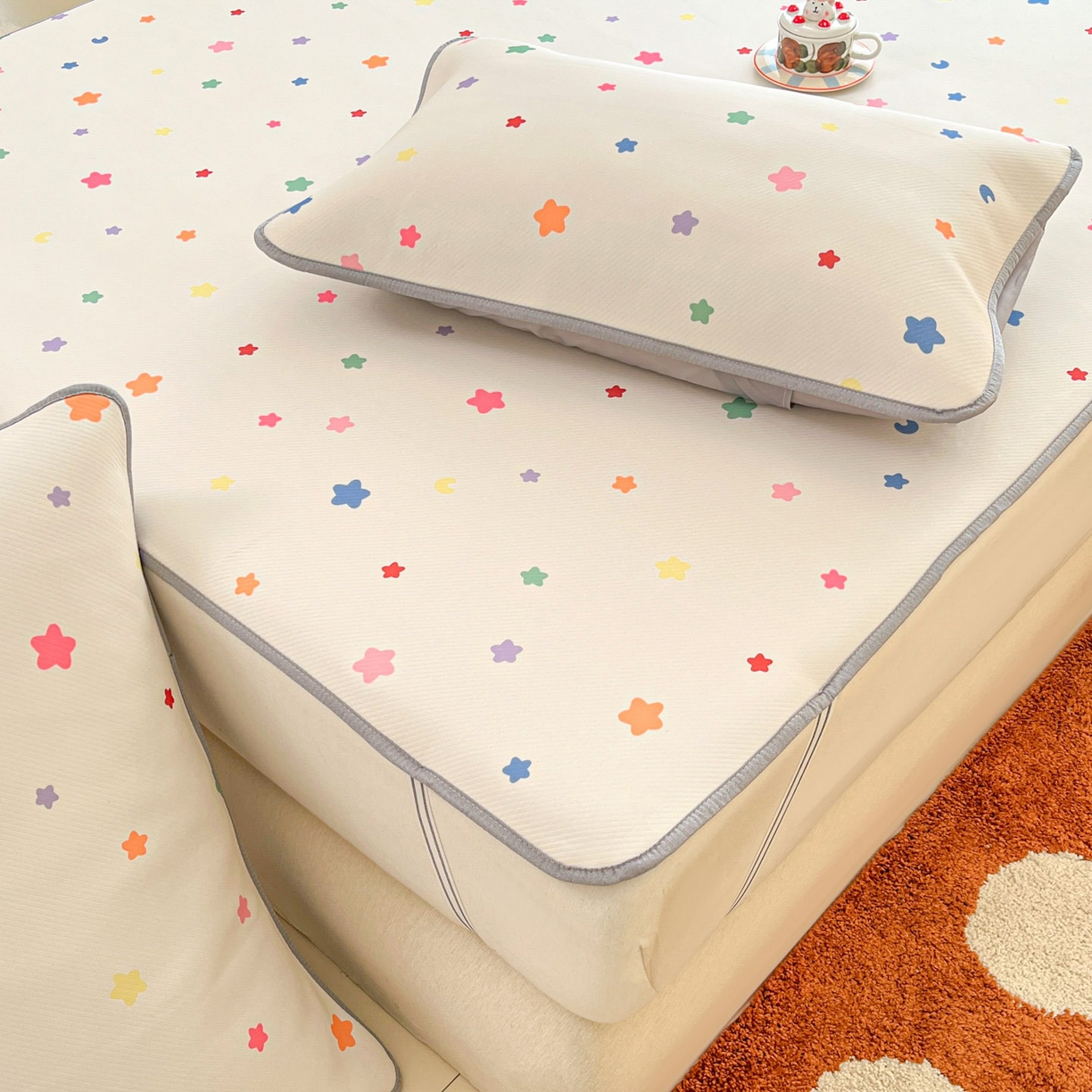 91家纺网 家纺一手货源 找家纺 川悦生活 2026新款凉感冰丝席大床小阪冰丝凉席 席晴天星星