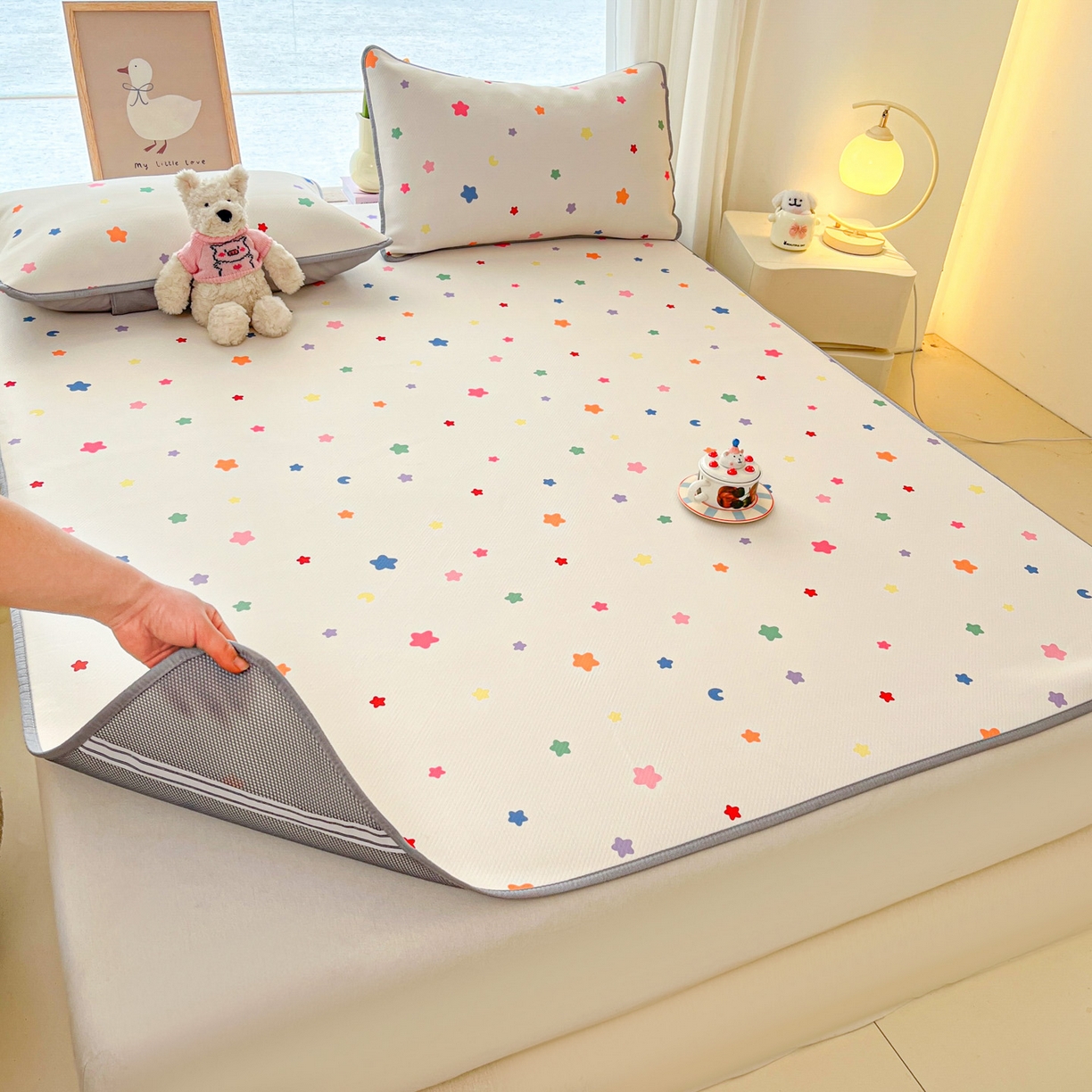 91家纺网 家纺一手货源 找家纺 川悦生活 2026新款凉感冰丝席大床小阪冰丝凉席 席晴天星星