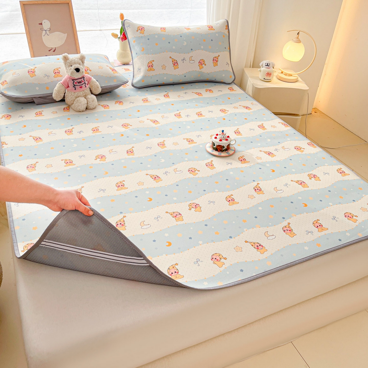 91家纺网 家纺一手货源 找家纺 川悦生活 2026新款凉感冰丝席大床小阪冰丝凉席 席数星星