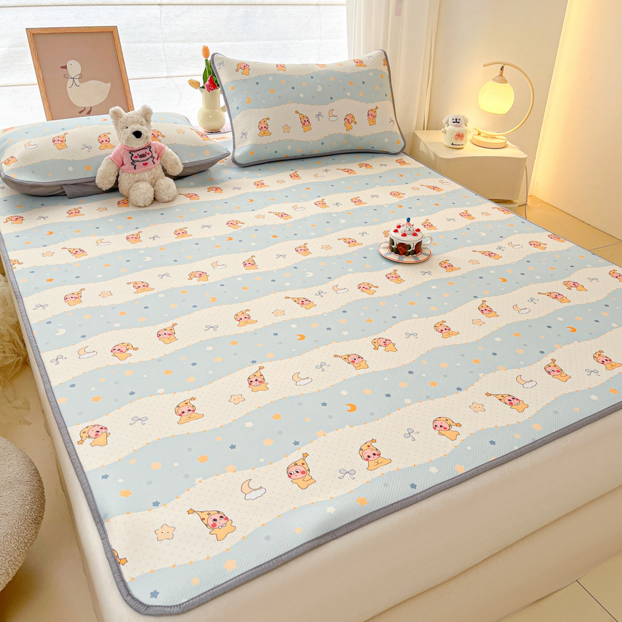 91家纺网 家纺一手货源 找家纺 川悦生活 2026新款凉感冰丝席大床小阪冰丝凉席 席数星星