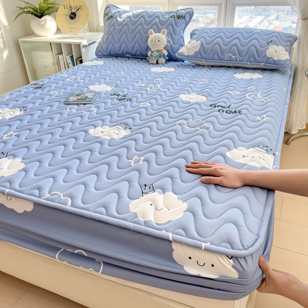 希廷顿 2026新款印花夹棉防水床笠单床笠床笠单件 云之恋