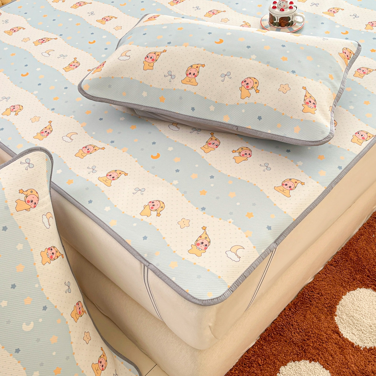 91家纺网 家纺一手货源 找家纺 川悦生活 2026新款凉感冰丝席大床小阪冰丝凉席 席数星星