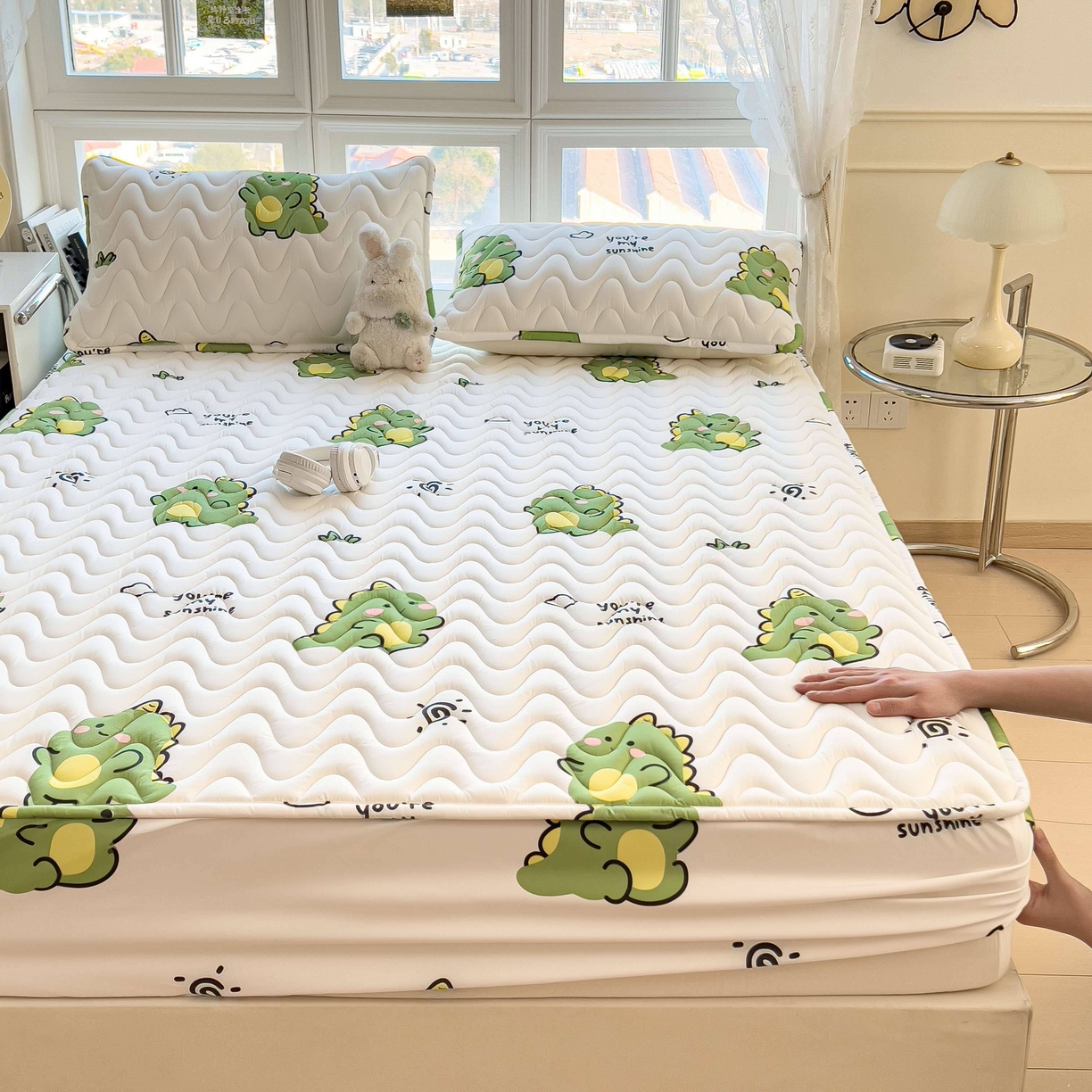 91家纺网 家纺一手货源 找家纺 希廷顿 2026新款印花夹棉防水床笠单床笠床笠单件 小恐龙