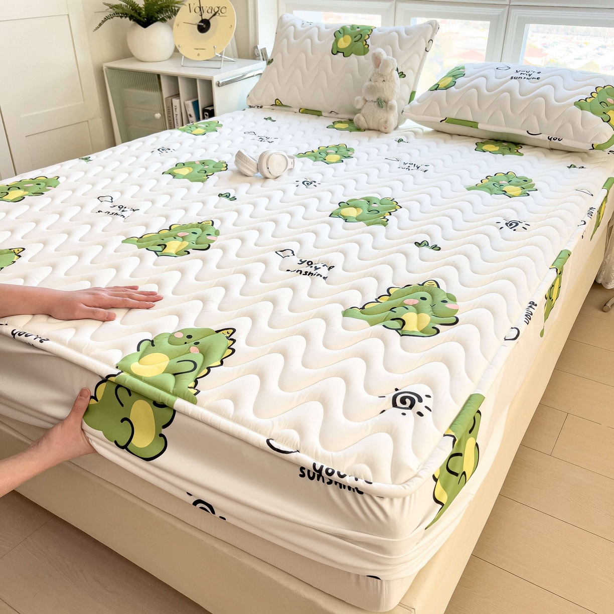 91家纺网 家纺一手货源 找家纺 希廷顿 2026新款印花夹棉防水床笠单床笠床笠单件 小恐龙