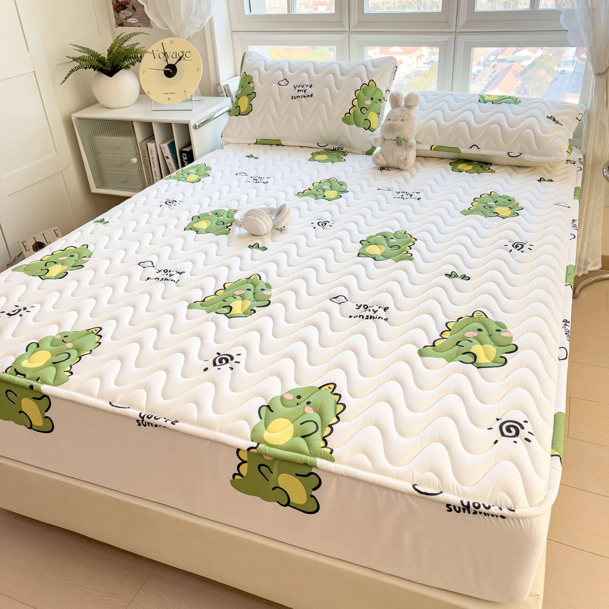 91家纺网 家纺一手货源 找家纺 希廷顿 2026新款印花夹棉防水床笠单床笠床笠单件 小恐龙