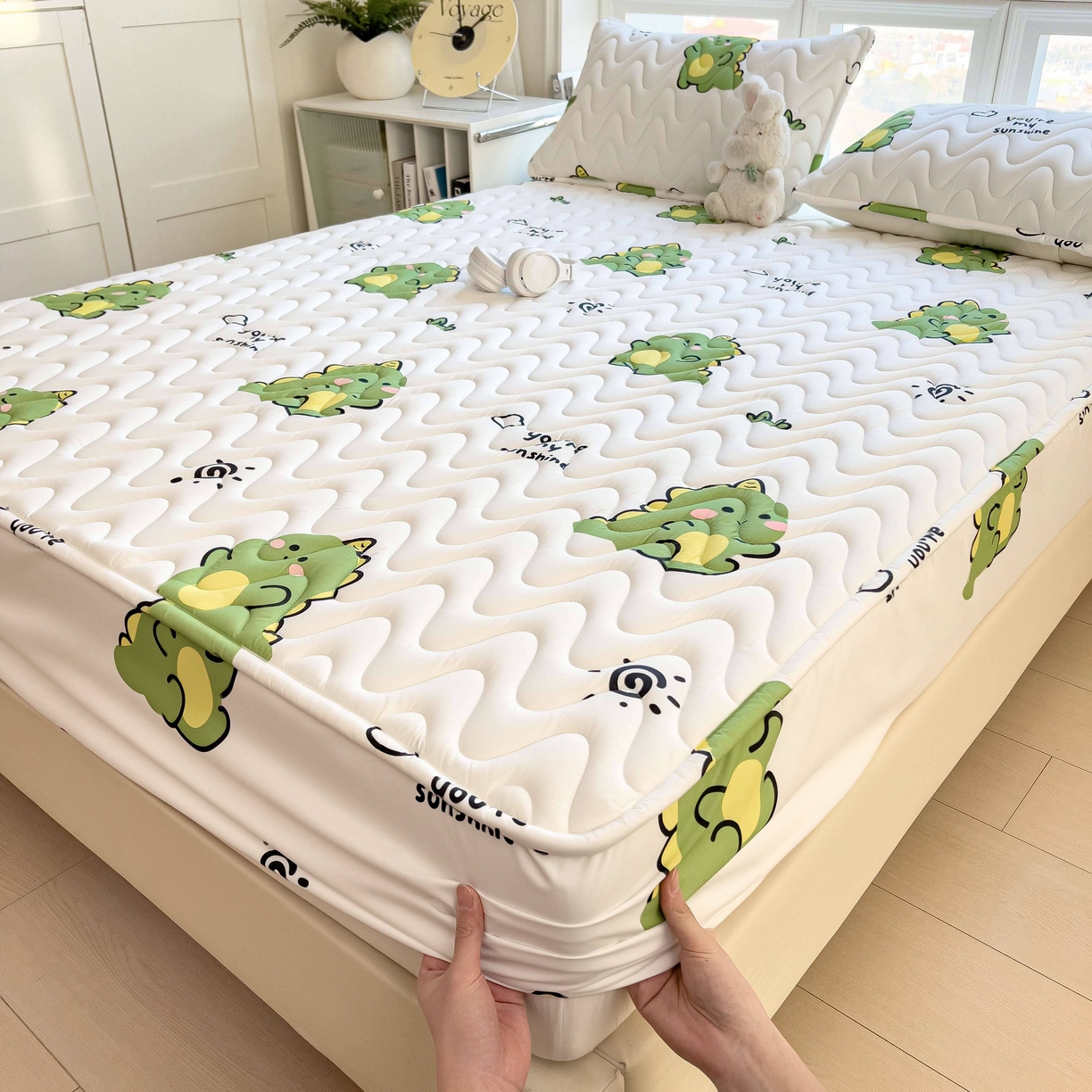 91家纺网 家纺一手货源 找家纺 希廷顿 2026新款印花夹棉防水床笠单床笠床笠单件 小恐龙