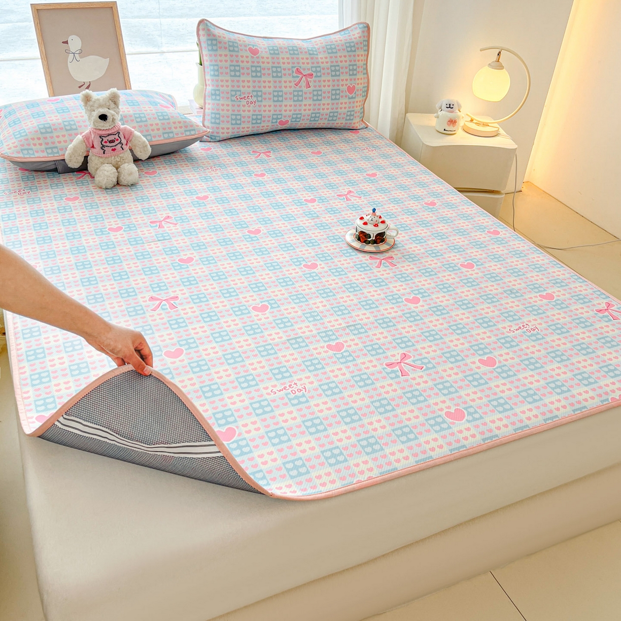 91家纺网 家纺一手货源 找家纺 川悦生活 2026新款凉感冰丝席大床小阪冰丝凉席 席甜梦心愿