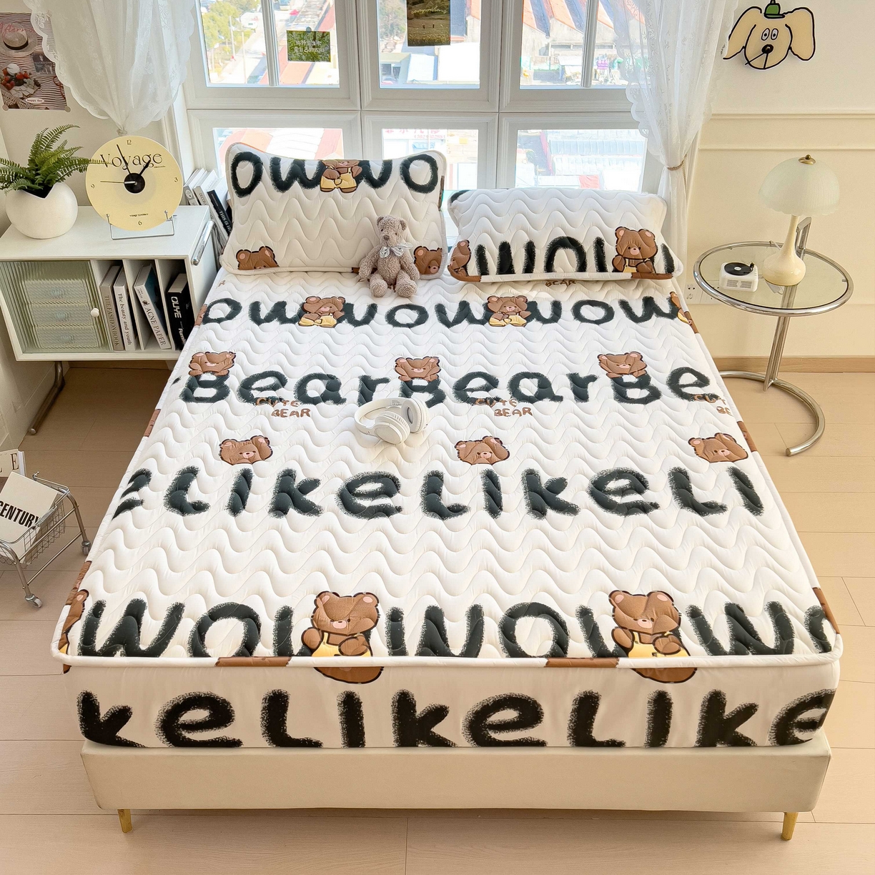 91家纺网 家纺一手货源 找家纺 希廷顿 2026新款印花夹棉防水床笠单床笠床笠单件 luck熊