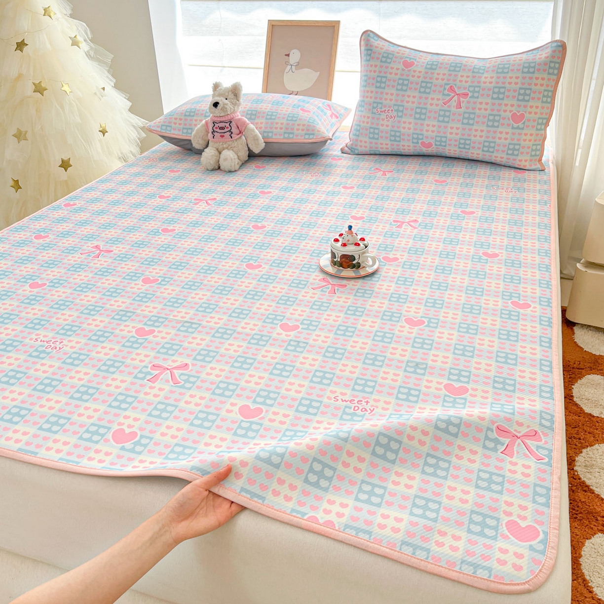 91家纺网 家纺一手货源 找家纺 川悦生活 2026新款凉感冰丝席大床小阪冰丝凉席 席甜梦心愿