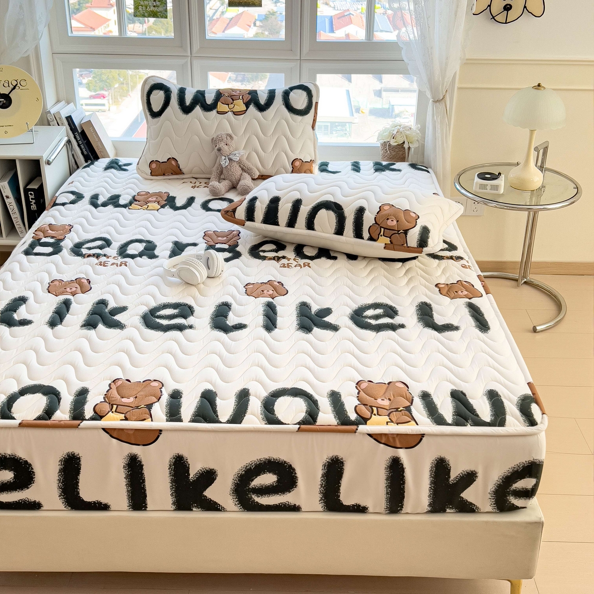 91家纺网 家纺一手货源 找家纺 希廷顿 2026新款印花夹棉防水床笠单床笠床笠单件 luck熊